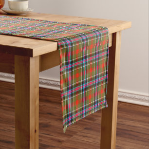 Bruce of Kinnaird Ancient Tartan Plaid Pattern Korte Tafelloper