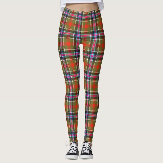 Bruce of Kinnaird Ancient Tartan Plaid Pattern Leggings (Voorkant)