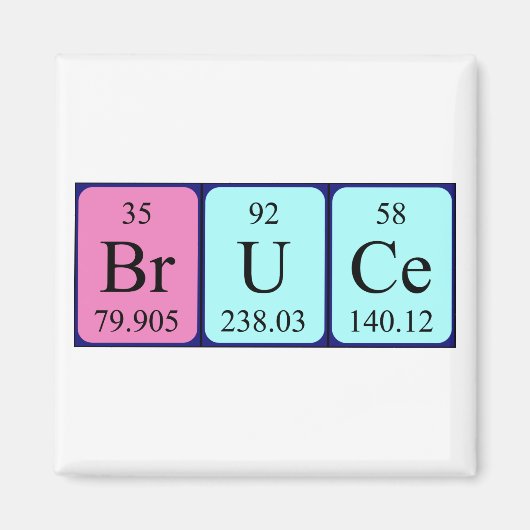 Bruce periodieke table name magnet magneet (Voorkant)