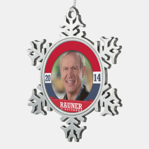 BRUCE RAUNER CAMPAIGN TIN SNEEUWVLOK ORNAMENT