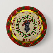 Bruce Scottie Dog kerstButton Ronde Button 7,6 Cm (Voorkant)