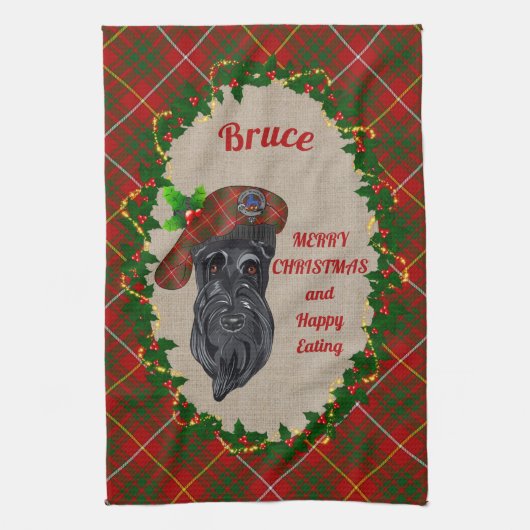 Bruce Scottie Dog Kerstmis Kitchen Towel Theedoek (Verticaal)