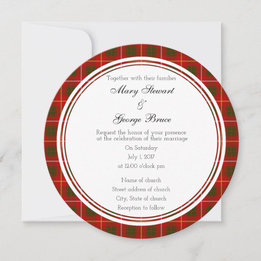 Bruce Scottish Mariage Round Invitation (Devant)