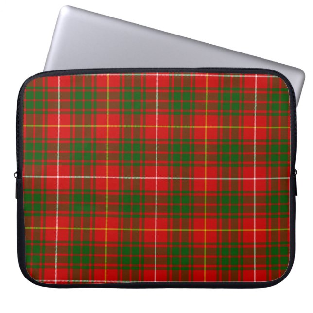 Bruce tartan red green plaid laptop sleeve (Voorkant)