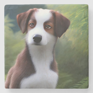 Bruce The Border Collie Puppy, Stone Onderzetter