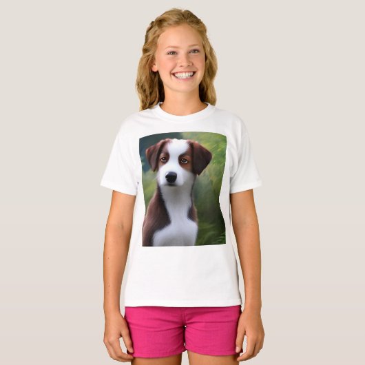 Bruce The Border Collie Puppy, T-shirt Enfants (Devant entier)