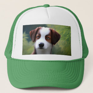 Bruce The Border Collie Puppy, Trucker Hat Pet