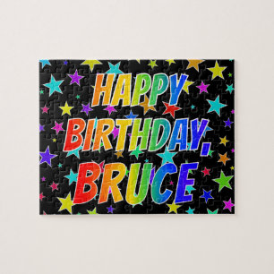 "BRUCE" Voornaam, geun "HAPPY BIRTHDAY" Legpuzzel