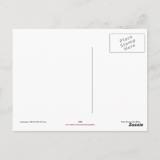 Bruegel's landschap met de Herfst van Icarus - 155 Briefkaart (Achterkant)