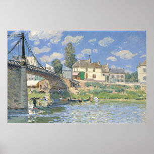 Brug bij Villeneu door Sisley Impressionistische S Poster