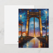 Brug bij zonsondergang D Feestdagenkaart (Voorkant / Achterkant)