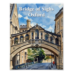 Brug der Zuchten in de Waterverf van Oxford Foto Afdruk