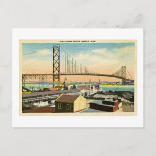 Brug Detroit van ambassadeur, Vintage Michigan Briefkaart