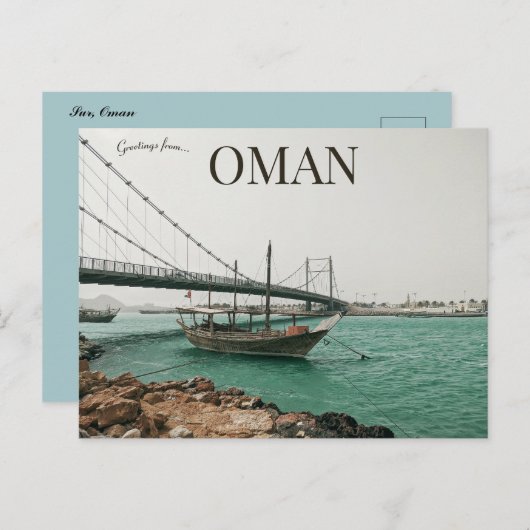 Brug en boten in Sur Oman Briefkaart (Voorkant / Achterkant)