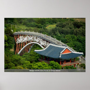 Brug en Koreaans huis op Chesu Island Poster