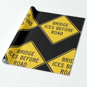 Brug ijs voor verkeersbord winterveiligheid cadeaupapier