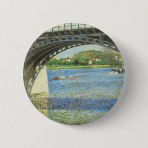 Brug in Argenteuil door Gustave Caillebotte Ronde Button 5,7 Cm