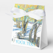 brug in het winterschilderij Watercol Bedankdoosjes (Voorkant Zijde)