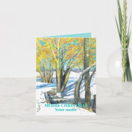 Brug in het winterschilderij Waterverf Kaart (Voorkant)