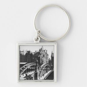 Brug in Speicherstadt Hamburg, c.1910 Sleutelhanger