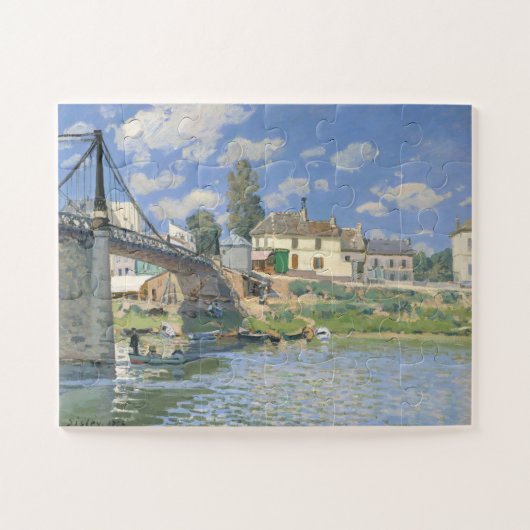 Brug in Villeneu door Sisley Impressionist Paint Legpuzzel (Horizontaal)