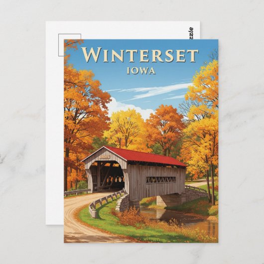 Brug in Winterset Iowa Reizen Briefkaart (Voorkant / Achterkant)