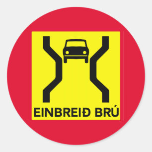 Brug met één breedte, verkeersteken, IJsland Ronde Sticker