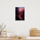 Brug naar de Paarse zonsondergang Poster (Keuken)