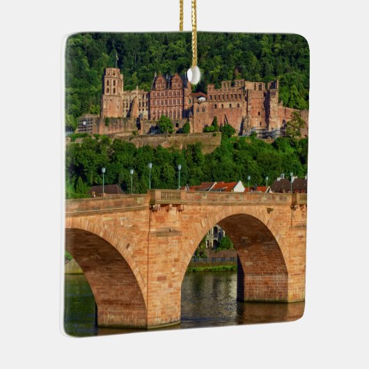 Brug, Neckar en kasteel in Heidelberg, Duitsland Keramisch Ornament (Rechts)