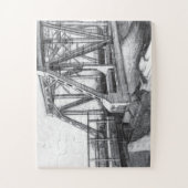 Brug oude pencilart Monochrome Legpuzzel (Verticaal)