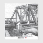 Brug oude pencilart Monochrome Sticker (Vel)