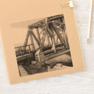 Brug oude pencilart Monochrome Sticker