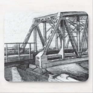 Brug oude pencilart zwart-wit zwart-wit muismat