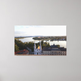 Brug over de Donau verbindt Hongarije met Slowakij Canvas Afdruk