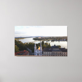 Brug over de Donau verbindt Hongarije met Slowakij Canvas Afdruk