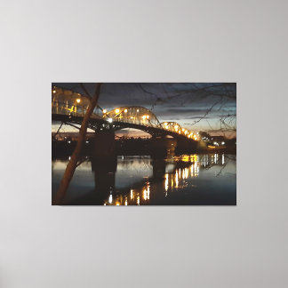 Brug over de rivier de Donau. Canvas Afdruk