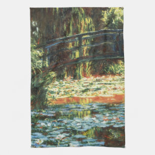 Brug over de vijver met waterlelies door Claude Mo Theedoek