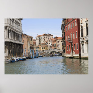 Brug over een kanaal, Grand Canal, Venetië, Itali Poster