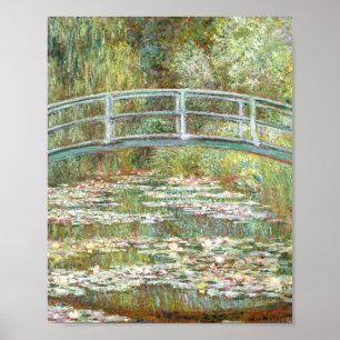 Brug over een vijver met waterlelies door Claude M Poster