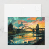 Brug over het Briefkaart van de Sunset Portland (Voorkant / Achterkant)
