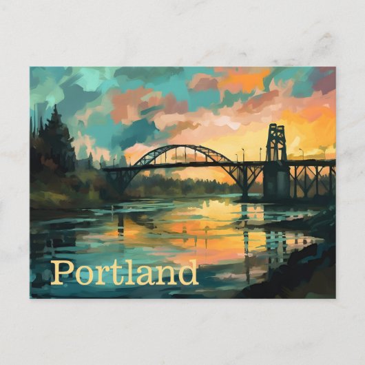 Brug over het Briefkaart van de Sunset Portland (Voorkant)