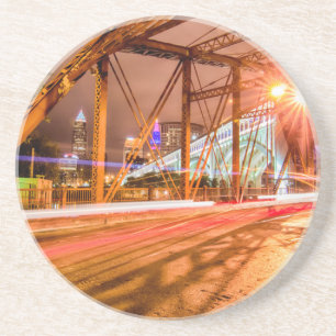 brug over het centrum van de stad zandsteen onderzetter