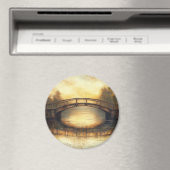  brug over het landschap van de rivierschilderkuns magneet (Insitu (Vaatwasser))