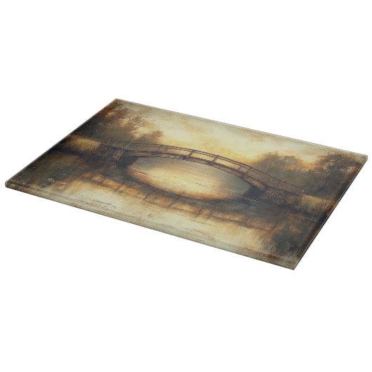 brug over het landschap van de rivierschilderkuns snijplank (Hoek)
