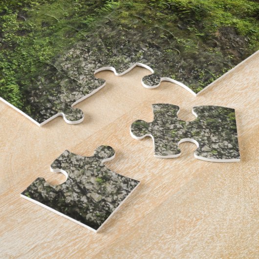 Brug over het watervallandschap legpuzzel (Zijkant)