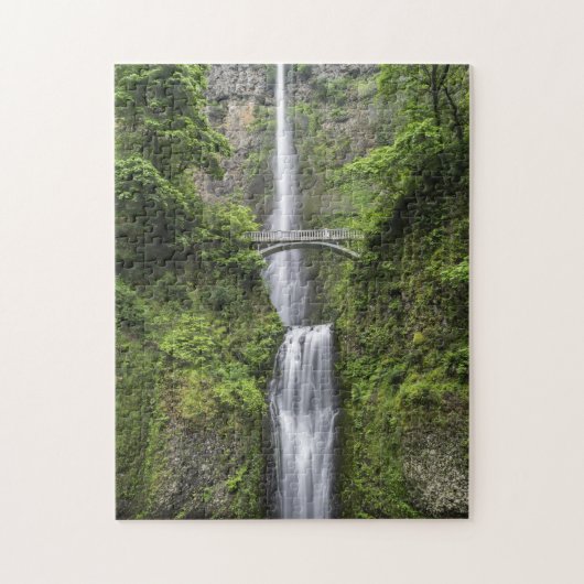 Brug over waterval landschap legpuzzel (Verticaal)