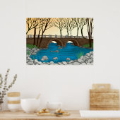 Brug Poster landschap (Keuken)