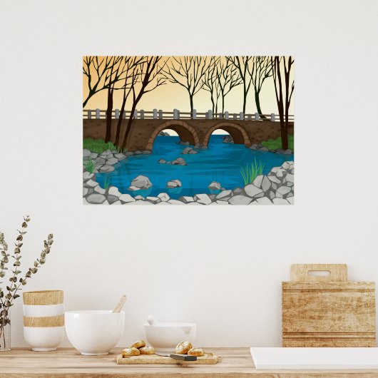 Brug Poster landschap (Keuken)