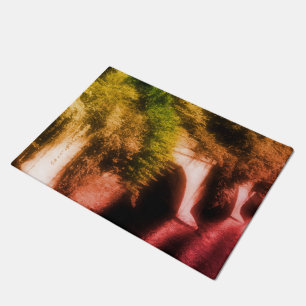 Brug van bloemen  van gedeeltelijke kleur vervormi deurmat