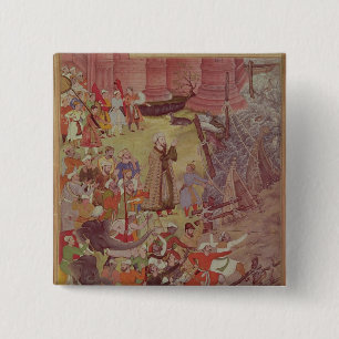 Brug van schepen, gebroken door Akbar (r.1556-1605 Vierkante Button 5,1 Cm